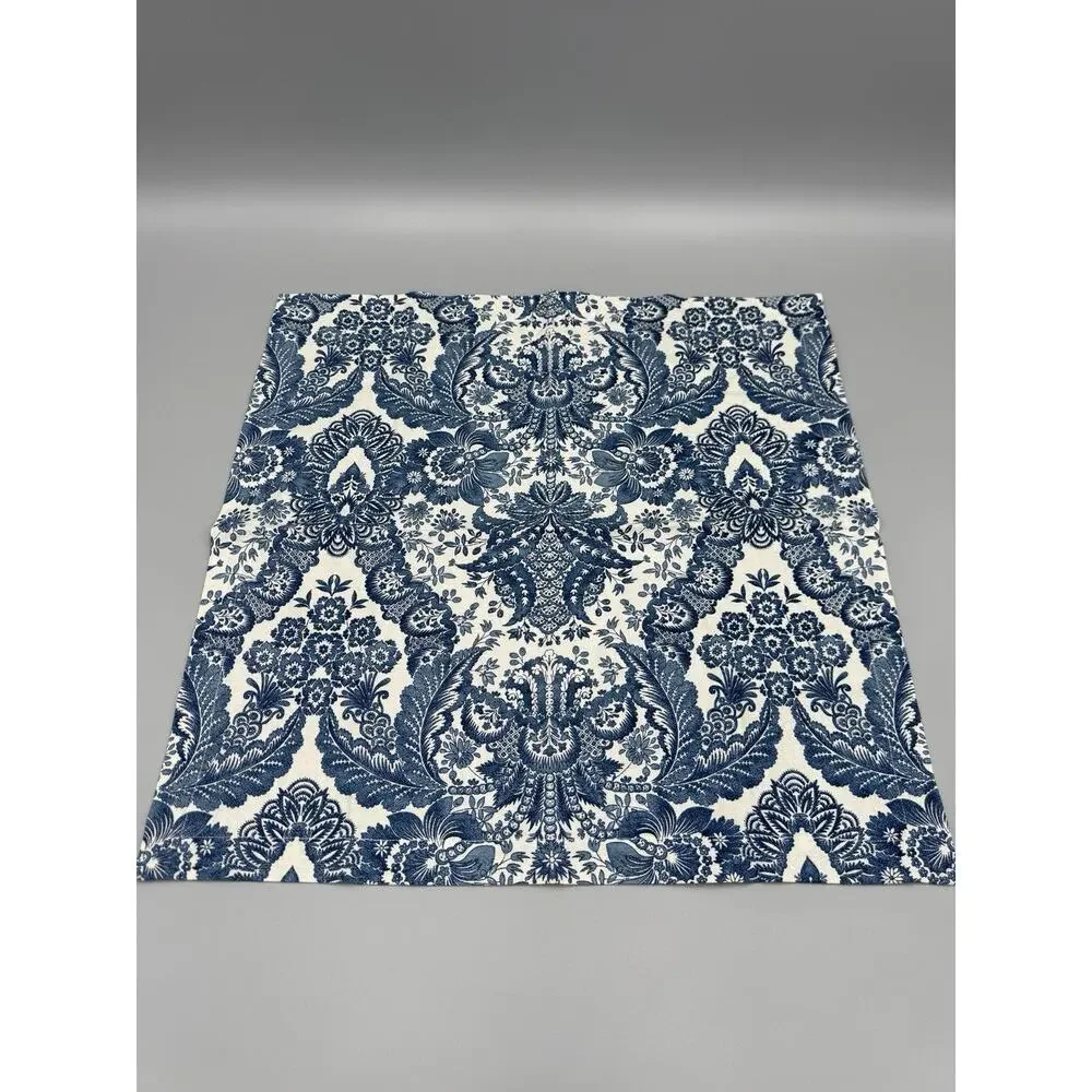 Pottery Barn Blue Brevard Chambray Paisley Design 4 Placemats & 4 Napkins